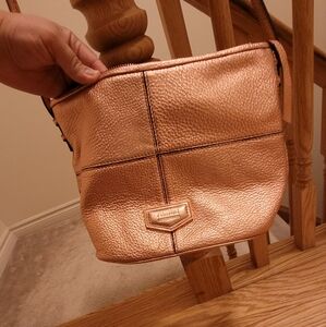 Rose gold metallic Aimee Kestenberg small bucket bag
